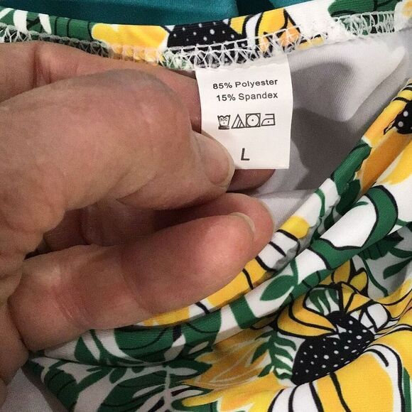 Swim, Swimwear Bikini, Tropical, size Large, White Top, Floral Bottom, Fully Lin - Picture 5 of 7